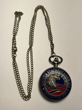 United States Of America  Proud To Be One  Eagle Quartz Pocket Watch 1.75  
