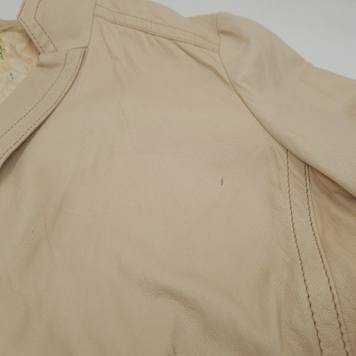 JACOB COHEN Chaqueta De Cuero C960 Beige Para Damas Talla EU 46 - Picture 9 of 10