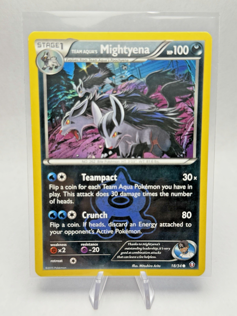 Pokemon DOUBLE CRISIS Team Aqua's MIGHTYENA Card - NM/M - XY 18/34 Pokemon DOUBLE CRISIS Team Aqua's MIGHTYENA Card - NM/M - XY 18/34