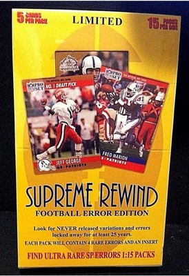 Supreme Rewind Sealed Hobby Box 15 Packs 1990 Pro Set Errors 60 Errors Per BOX!