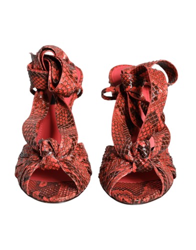 Dolce & Gabbana Coral Exotic Leather Heels Sandals Women's Shoes Authentic - Picture 2 of 6
