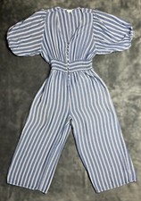 En Cr me Anthropologie Boutique Jumpsuit Soft Stripes Wide Leg SMALL