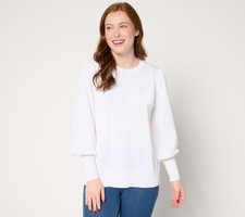 Belle by Kim Gravel Hello Spring Bishop Sleeve Sweater White XL New