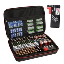 Battery Organizer Storage Case with Tester BT-168 Holds 198 AA AAA C D 9V