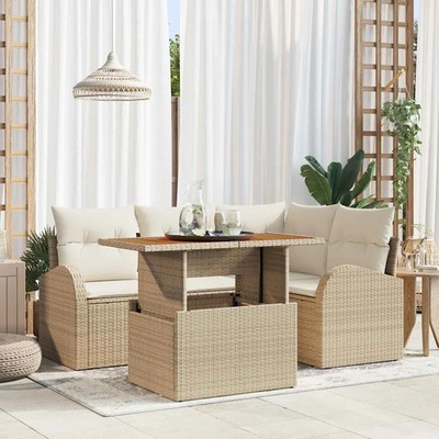 Garten-Sofa-Set mit Speicher 5 pcs Poly Rattan Gartensofa Gartenmöbel vidaXL