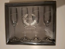 Set Of 4 Kensington Crystal Cut Champagne Flutes,, Glasses - Box Damaged - Gift