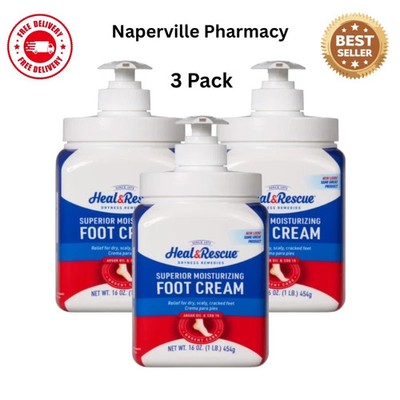 3 Pack Heal & Rescue Moisturizing Foot Cream, for Cracked, Calloused Skin 16 Oz