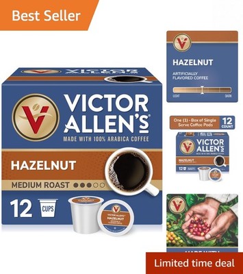 Victor Allen's Hazelnut Flavored Medium Roast Coffee Pods - 12 Count for Keurig