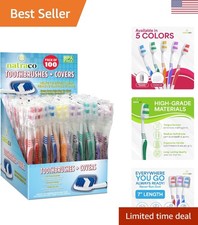 Bulk Toothbrush Pack with Hygienic Covers  100 Colorful Brushes