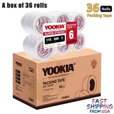 6-36 Rolls Shipping Packaging Box Packing Sealing Tape 2 mil 2"x110 Yards 330FT