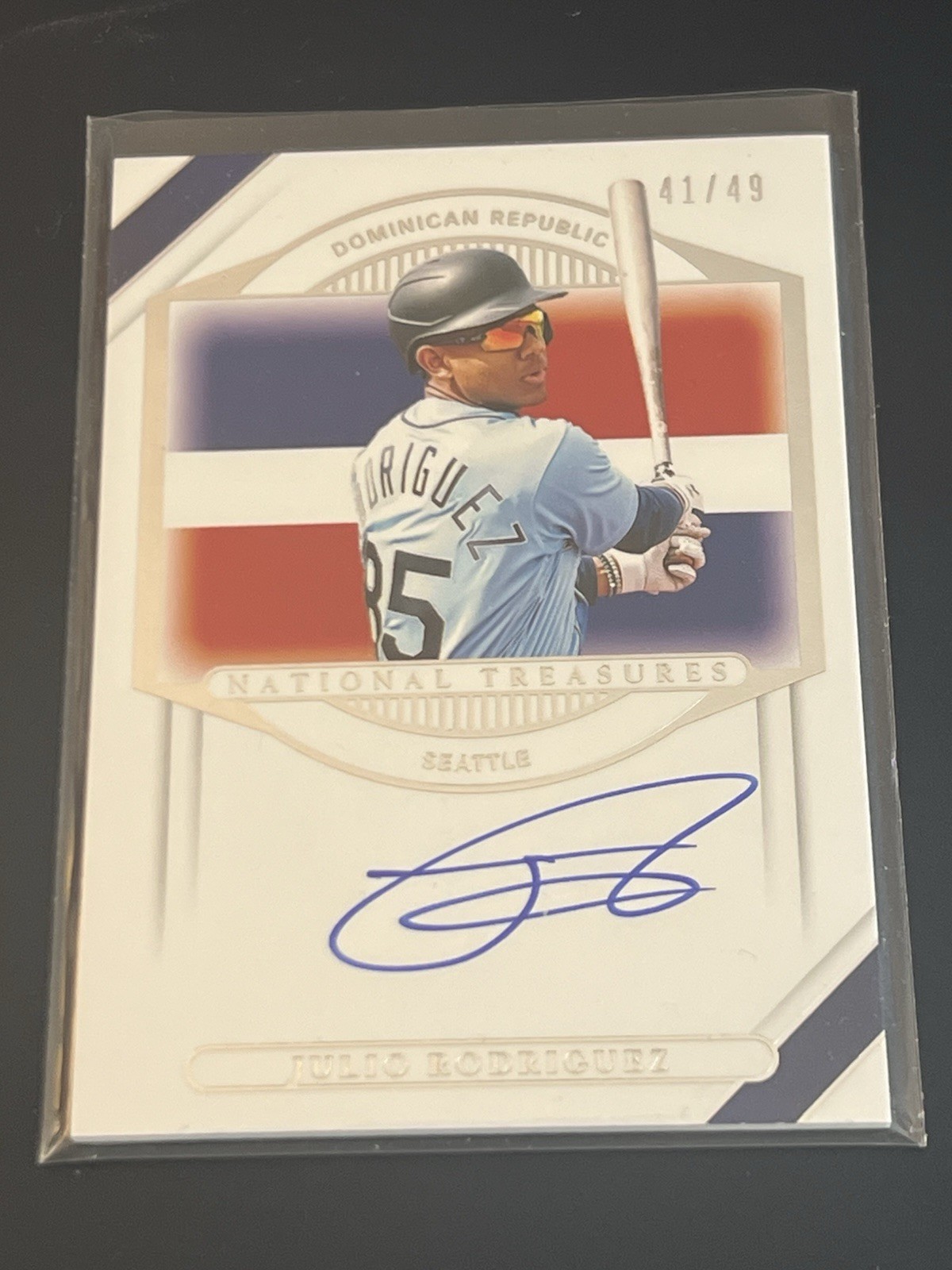 2021 Julio Rodriguez Panini National Treasures Baseball Auto Card #d /49 Seattle