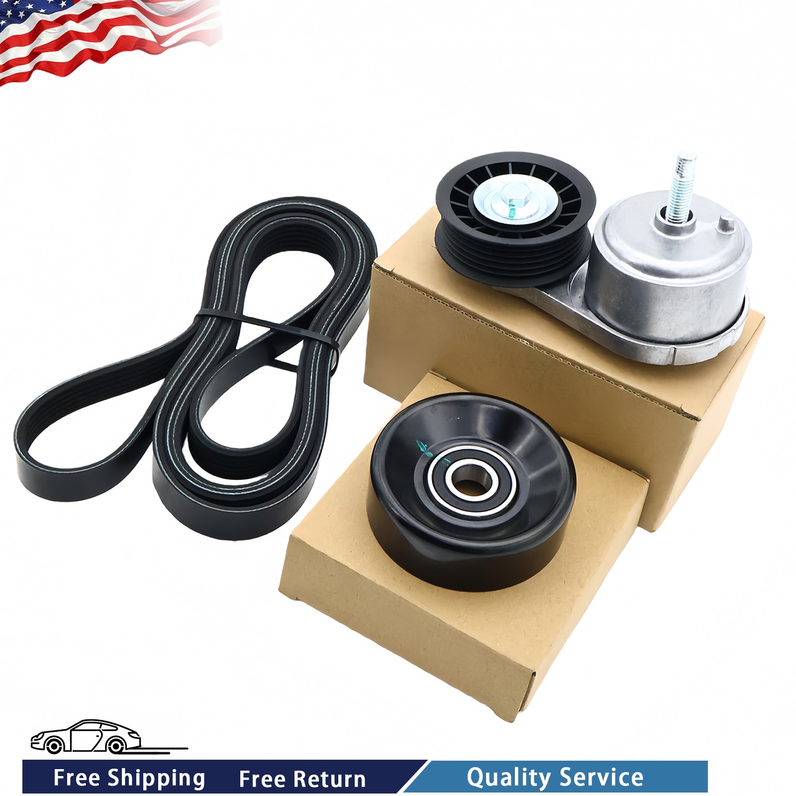 38001 For Chevy CMC C1500 2500 Serpentine Belt Tensioner Idler Pulley Kit NEW thumbnail 16