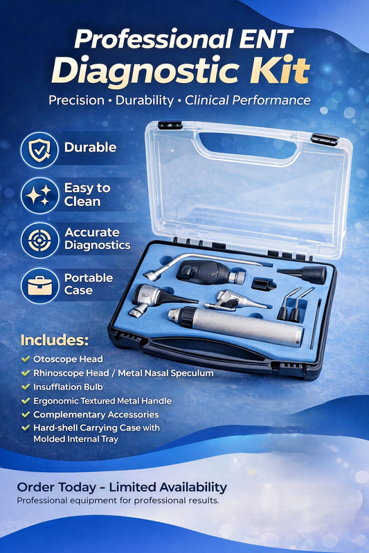 Professional ENT Diagnostic Set – Otoscope & Ophthalmoscope Kit with Hard Carry