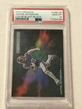 2022 JUSTIN JEFFERSON PANINI OBSIDIAN COLOR BLAST BLACK COLOR BLAST BLACK PSA 10