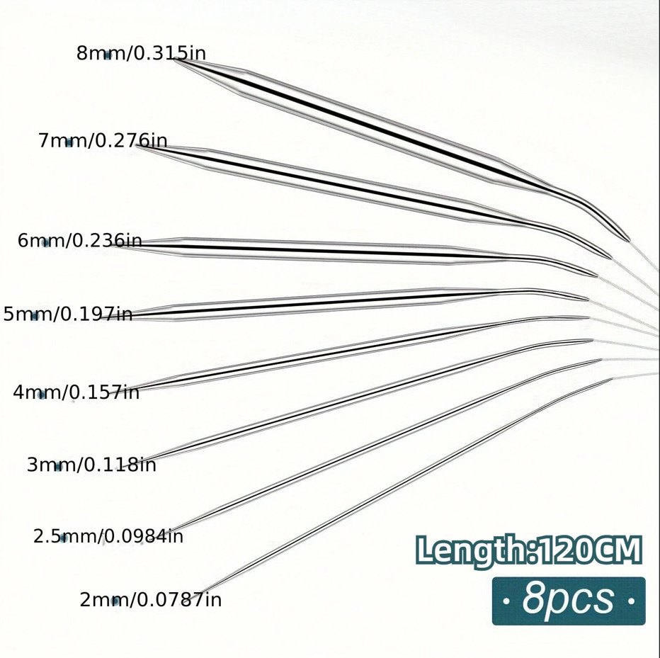 Professional 8Pcs Stainless Steel Knitting Needles Set - Versatile, Smooth