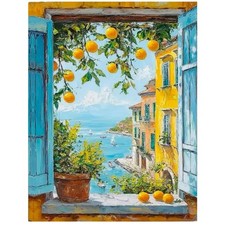 Malen Nach Zahlen Set Erwachsene Zitronenbaum Landschaft Acrylfarben Pinsel L...