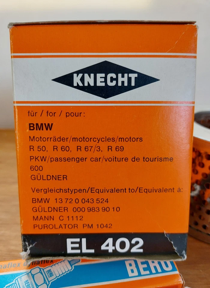 NOS BMW Motorcycle KNECHT Air Filter EL 402 & BERU Sparkplugs & Covers WOA6/14P - image 4 of 4