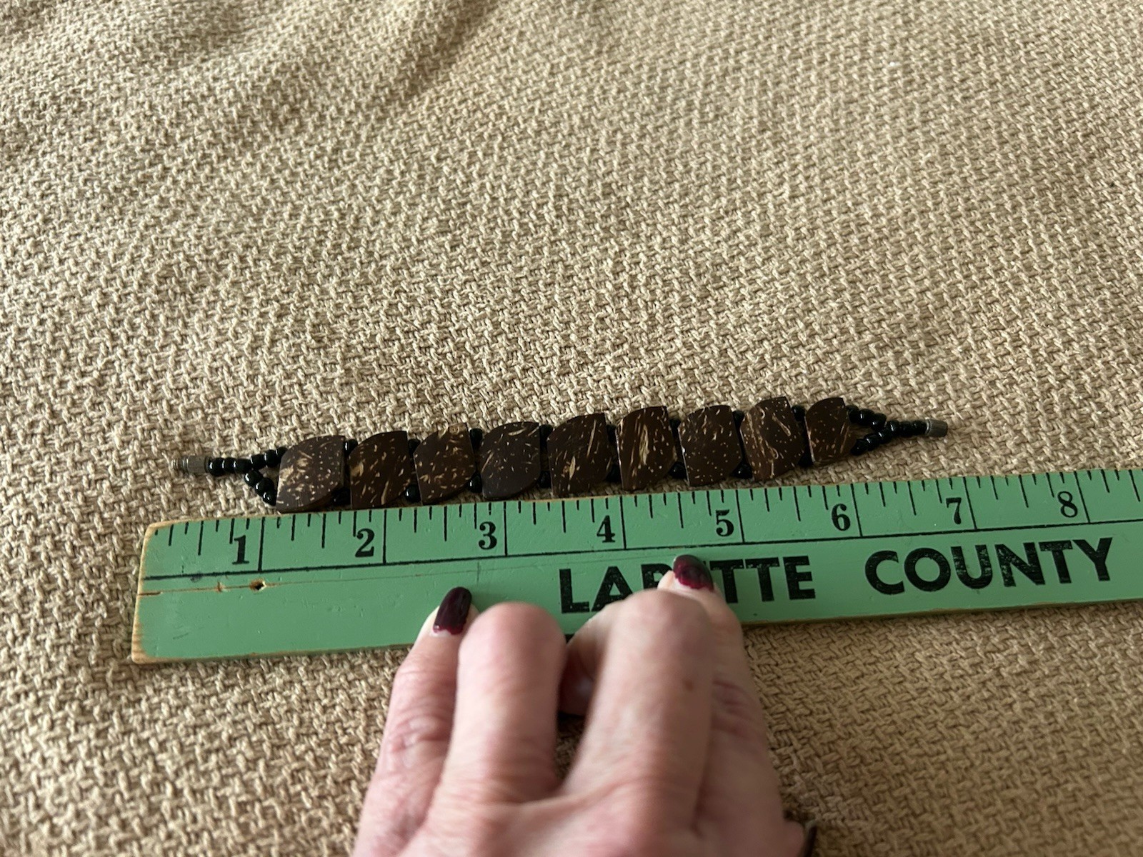 Vintage Coconut Shell Rectangular Shaped Links Br… - image 9