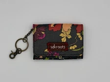 SAKROOTS Multicolor Floral Coated Canvas ID Keychain Mini Wallet Pouch Preowned