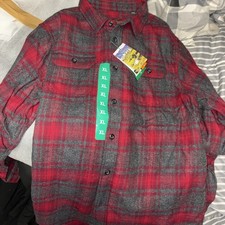 Orvis Flannel Men's XL Red NGreyHeavyweight Double Brushed Shirt Jacket Pockets