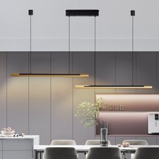 75" Pendant Light Black Gold Chandelier Dimmable Modern Linear Hanging Fixture