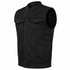 SOA Men's Leather Vest Anarchy Motorcycle Biker Club Concealed Carry Outlaws