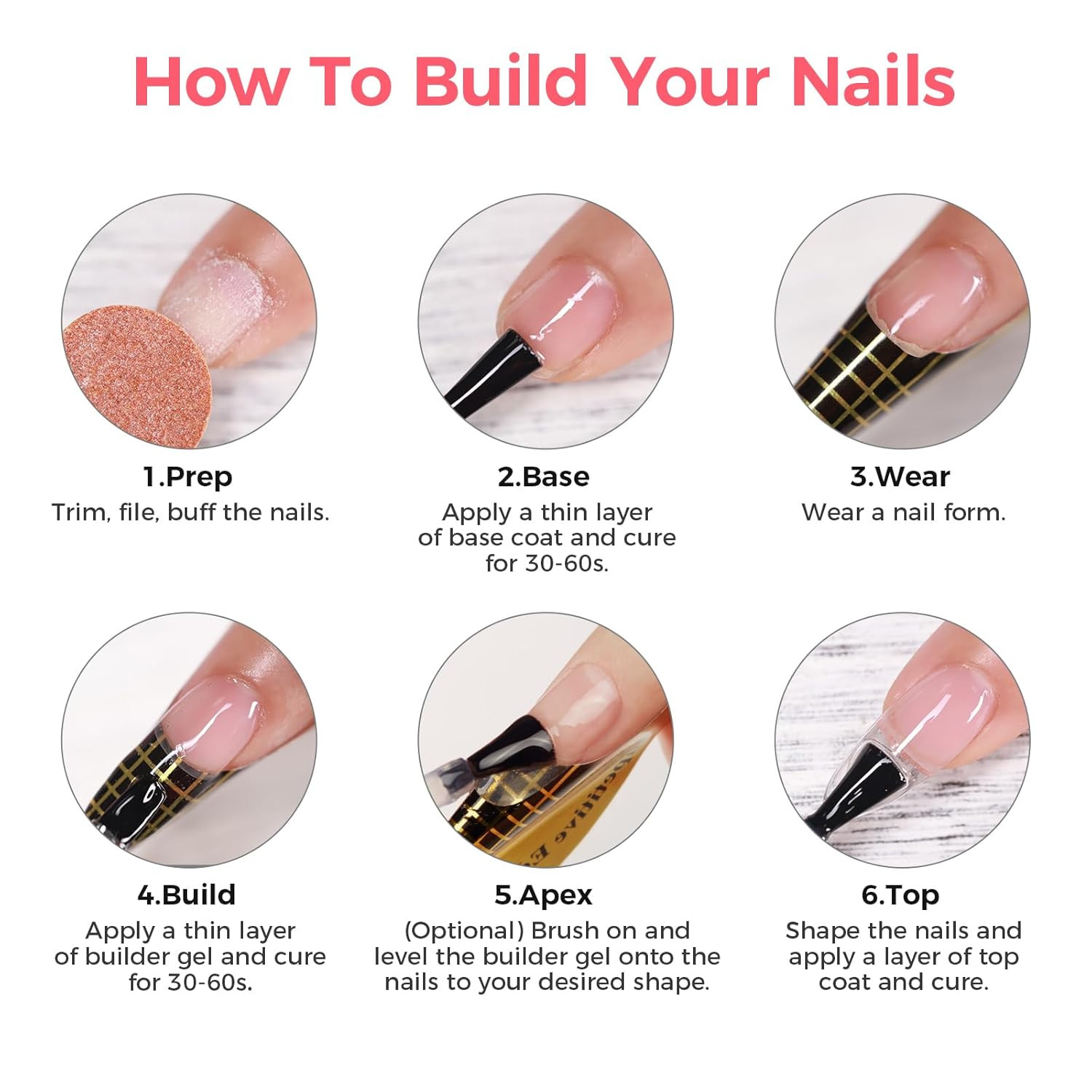 Builder Gel for Nails, 60G Clear Hard Gel for Nail Extension with 10 Nail Forms,