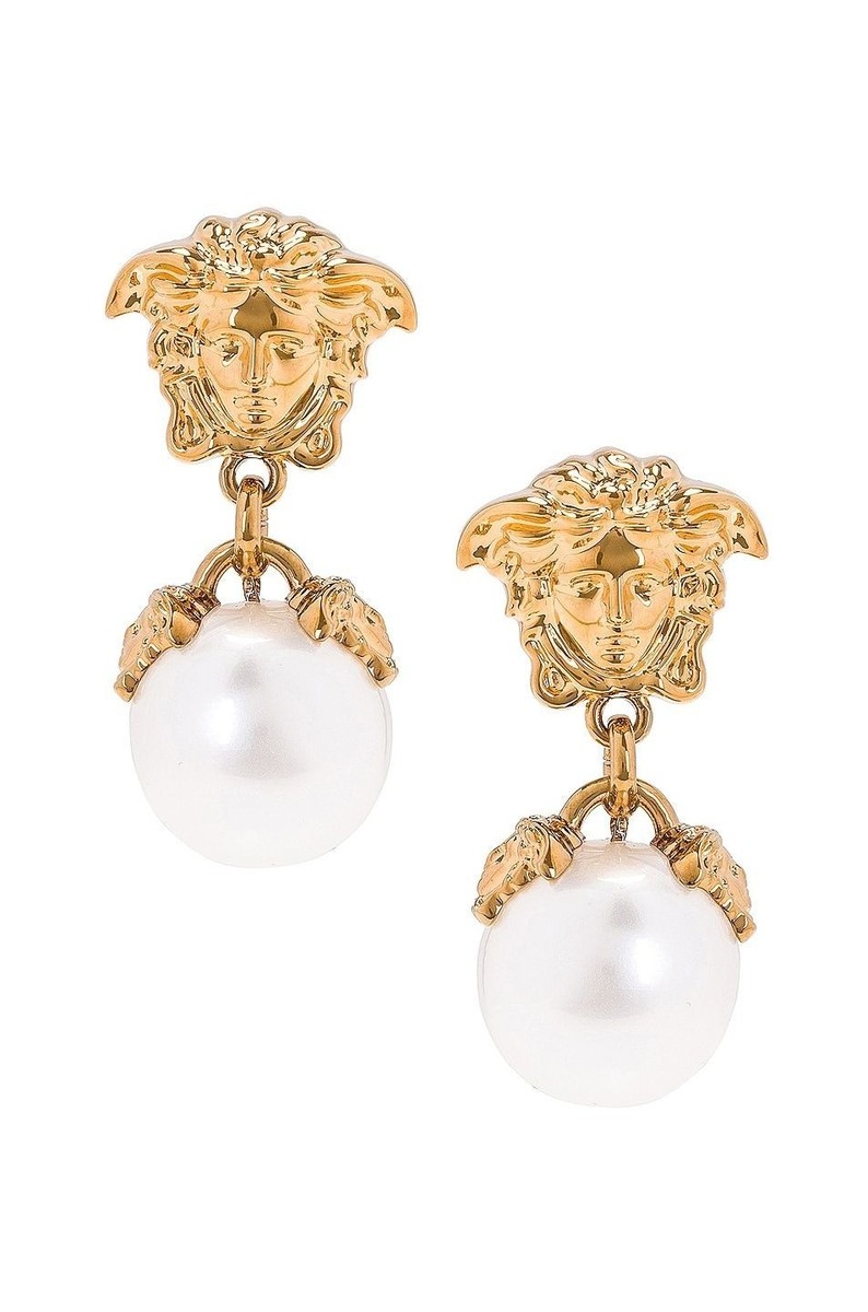 Versace Medusa Pearl Drop Earrings in Oro & Bianco | eBay