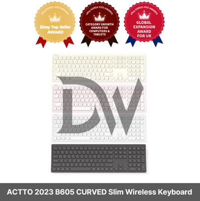 ACTTO 2023 B605 CURVED Slim Wireless Keyboard Multi-Pairing Rechargeable