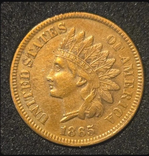 1865 Indian Head Penny - FANCY 5, Gently Circulated R/B -  FREE SHIPPING