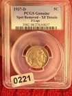 1937-D Buffalo Nickel 3 Legs PCGS Genuine XF Details Denver 5C ref#221