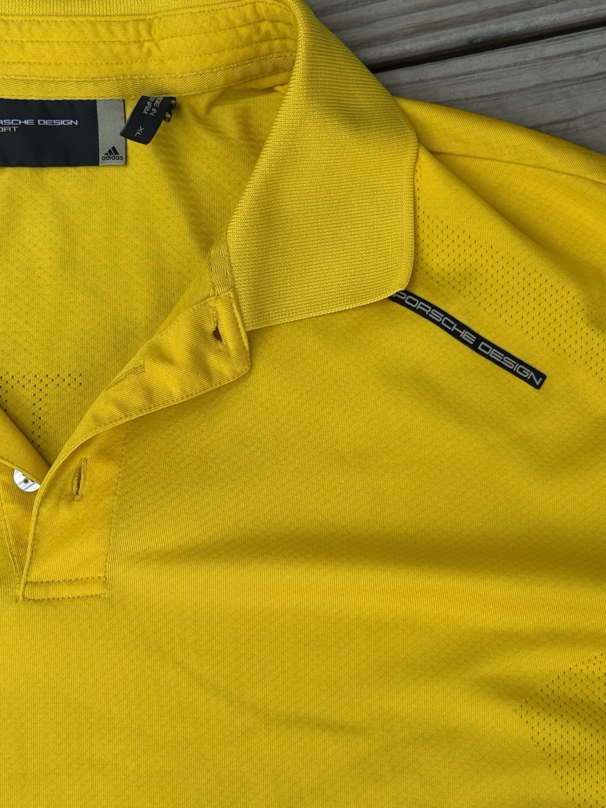 Adidas X Porsche Design Sport Mens Polo Shirt Yellow Short Sleeve Size XL Golf image 2