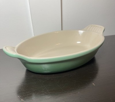 Le Creuset Stoneware Heritage Oval Casserole Baker Green Ombre 9.5  x 6 