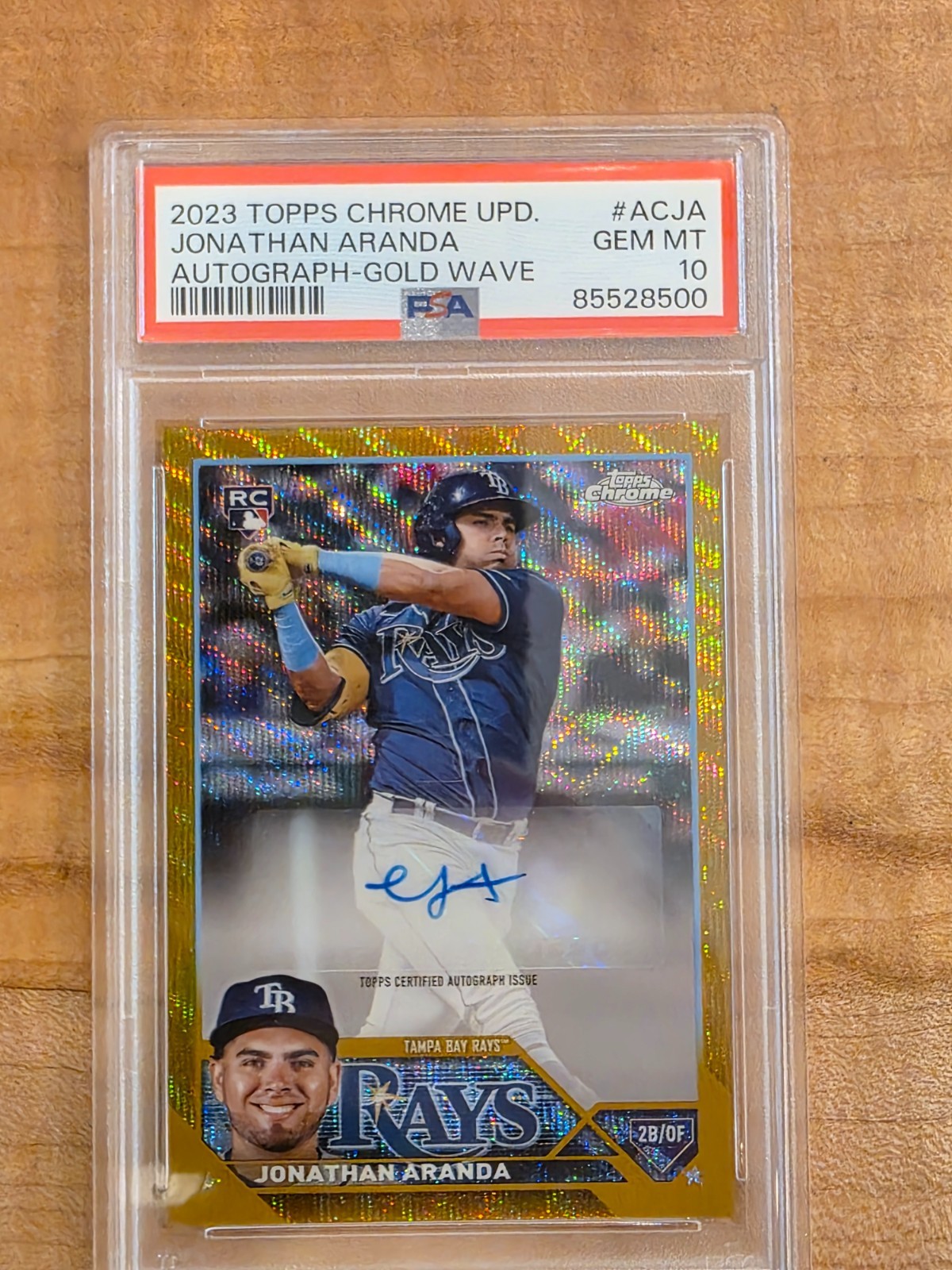 2023 Topps Chrome Update Jonathan Aranda Gold Wave Auto /50 PSA 10