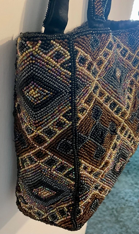 Vintage Sasha New York multi-color Geometric micro beaded shoulder handbag - Image 4 of 4