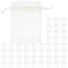 100 Pcs Small Beige Mesh Drawstring Bags Organza Jewelry Favor Gift Pouches