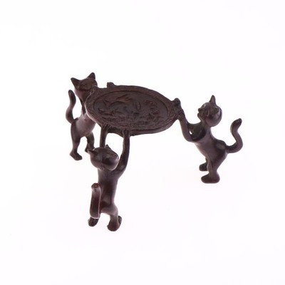 Retro Three-Kitty Tray Entryway Tabletop Stand For Incense Burner Candle Hol-ym