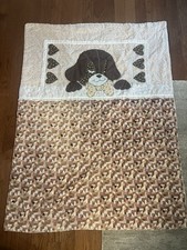Vintage Children  s Puppy Dog Quilt. Handmade. Floral Accents, Super Soft, EEUC