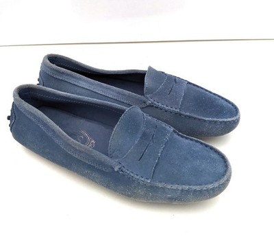 TOD'S Schuhe Loafers Gr. 37.5 Mokassin HIMMEL BLAU Wildleder Slipper