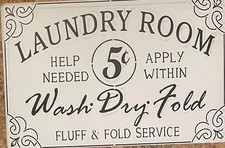 LAUNDRY ROOM METAL TIN SIGN LAUNDRY ROOM WASH DRY FOLD HELP NEEDED FUN WALL ART