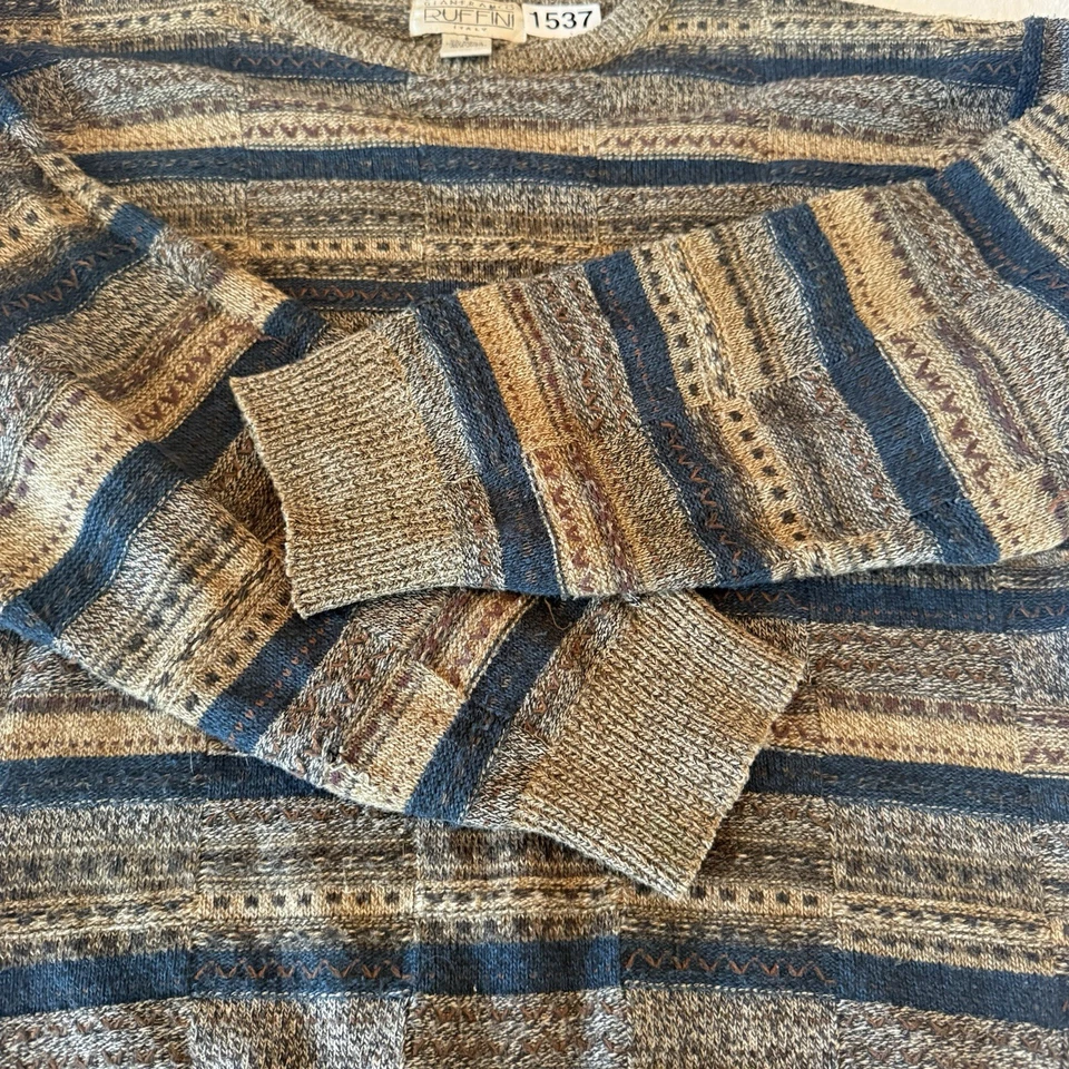 Suéter de Colección Gianfranco Ruffini Italia Tejido a Rayas Abuelo Talla Grande Años 90 Foto 4 de 4