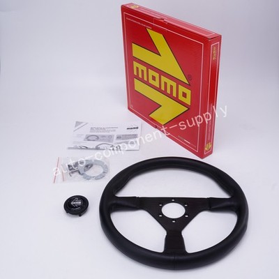 MOMO Veloce 340mm Black Leather Steering Wheel for JDM Drift Racing 6-Bolt sport