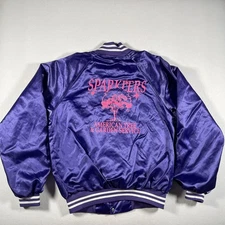 Vintage Hartwell Jacket Mens Large Purple Satin Snap Front Bomber Embroidered