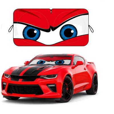 Car Windshield Sun Shade, Universal Fit Compact Sedan SUV, Angry Red