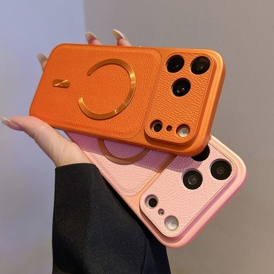 Magnetic Handyhülle für iPhone 16  17 Pro Max 15 14 13 Lederoptik Cover Taschen