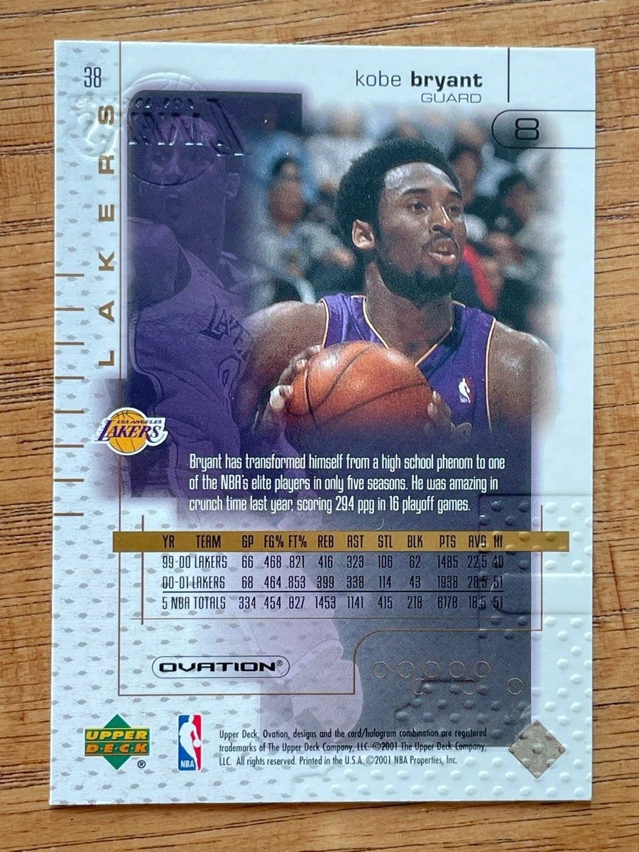 2001 UD OVATION BASKETBALL KOBE BRYANT CARD No.38 LA Lakers eBay