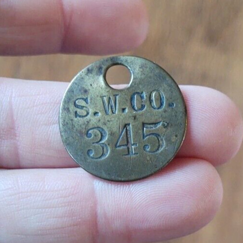 Antique Brass Tool Check Tag / Token / Fob S.W. Co. Smith Wesson ?