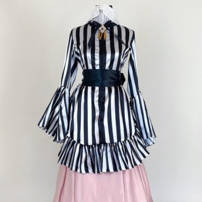 Scarlett O'Hara Gone With The Wind Black White Striped Satin Gown Bell  Sleeve | eBay