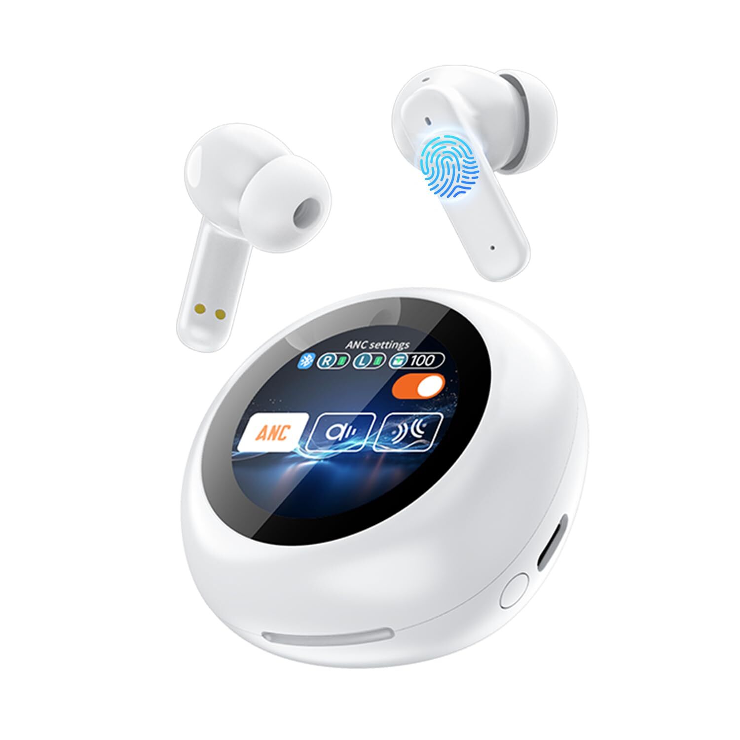 ANC Wireless EarbudsTouch Screen Bluetooth 5.4 ENC Noise Cancelling Earphones...