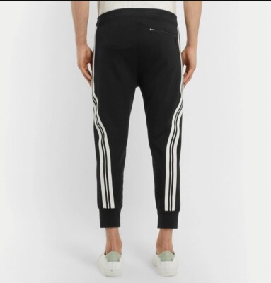 Neil Barrett Super Skinny Fit Tapered Cropped Striped Stretch-Jersey Sweatpant L